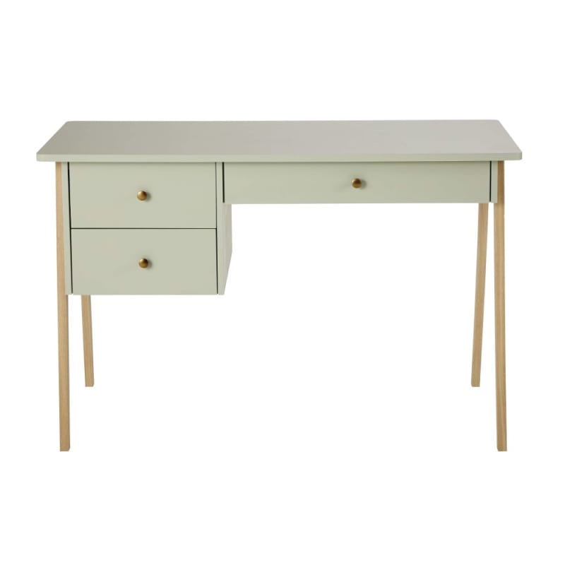 Bureau enfant 3 tiroirs vert pieds en chêne - miniature 11