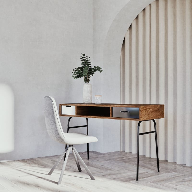 Bureau vintage en manguier massif et métal - miniature 16