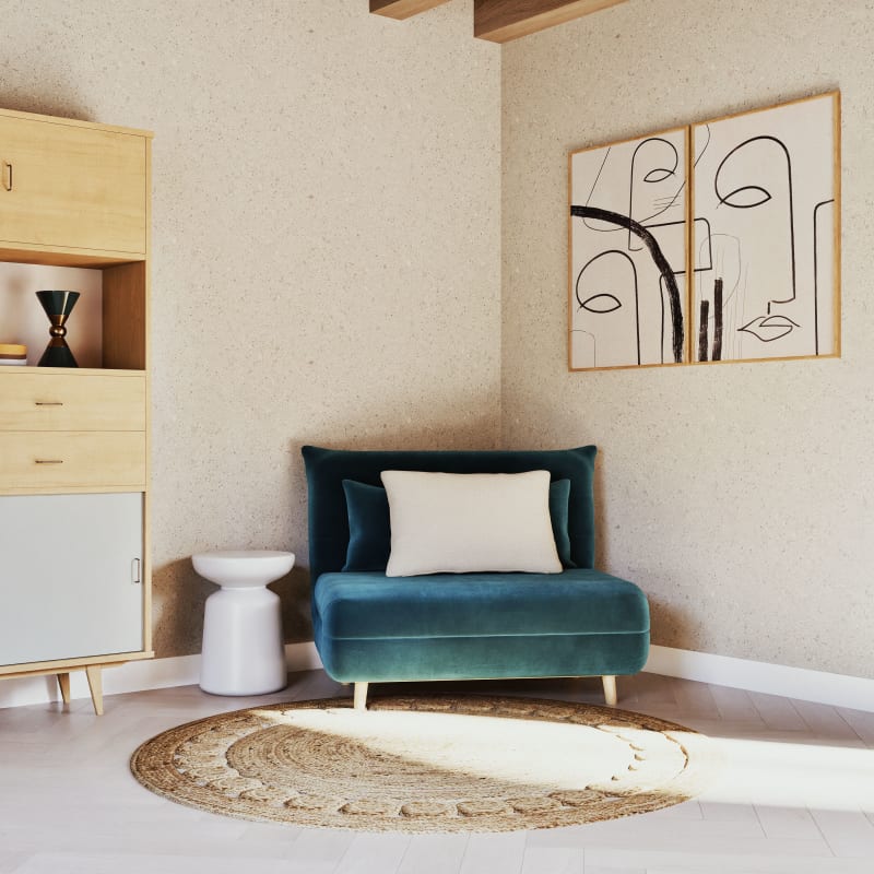 Canapé clic-clac 1 place en velours bleu pétrole - miniature 16