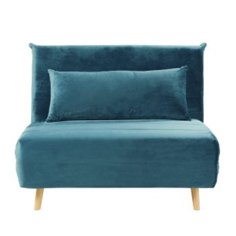 Canapé clic-clac 1 place en velours bleu pétrole - miniature 13