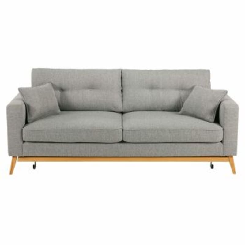 Canapé convertible style scandinave 3/4 places gris clair - miniature 11