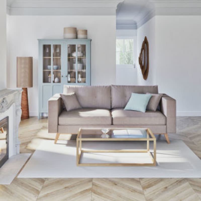 Canapé style scandinave 3 places beige aspect chiné - miniature 11