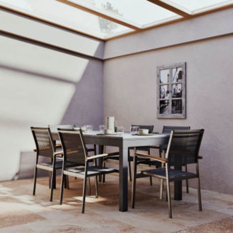 Fauteuil à dîner de jardin en aluminium gris anthracite - miniature 15