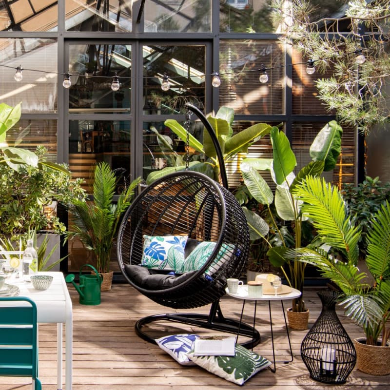 Fauteuil suspendu extérieur en résine noire (pied vendu séparément) - miniature 13