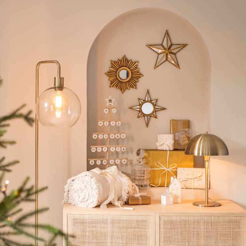 Lampadaire globe en verre et métal doré H155 - miniature 16