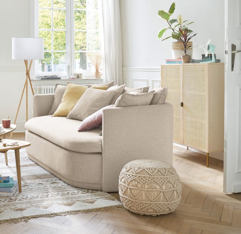 Lampadaire trépied en bambou abat-jour blanc H154 - miniature 6