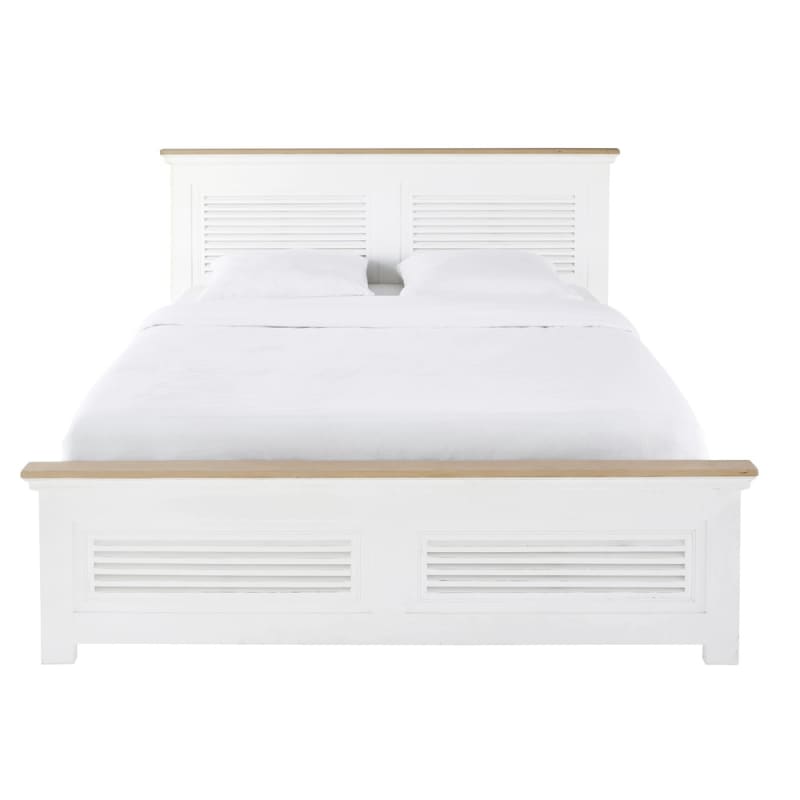 Lit en bois de manguier massif blanc 160x200 - miniature 11