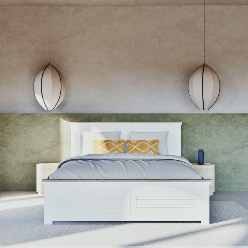 Lit en bois de manguier massif blanc 160x200 - miniature 12