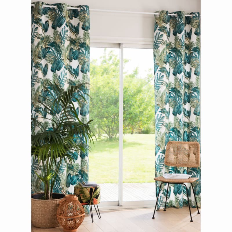 Rideau à œillets blanc imprimé exotique à l'unité 110x250 - miniature 3