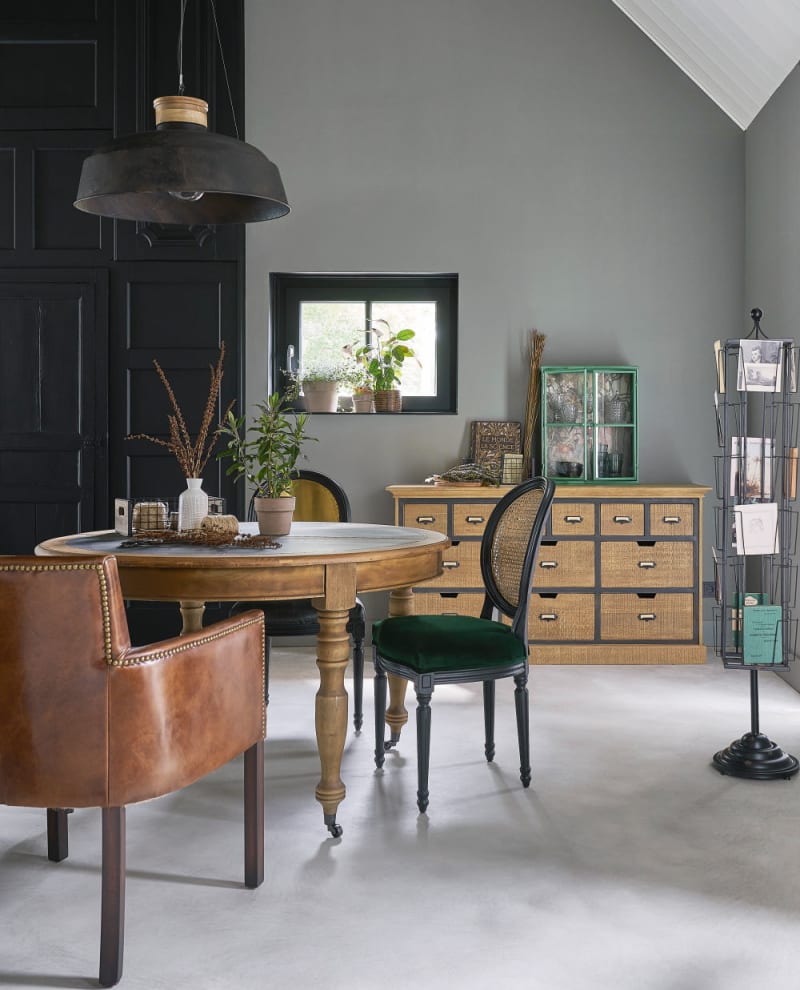 Suspension industrielle en métal effet vieilli et bois de manguier - miniature 9