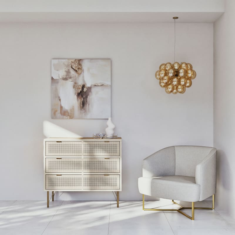 Suspension multi-globes en verre ambré et métal doré D49 - miniature 6