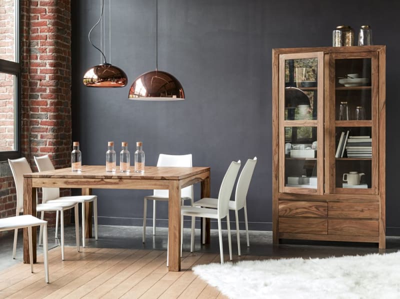 Table à manger carrée en sheesham massif 8 personnes L140 - miniature 6