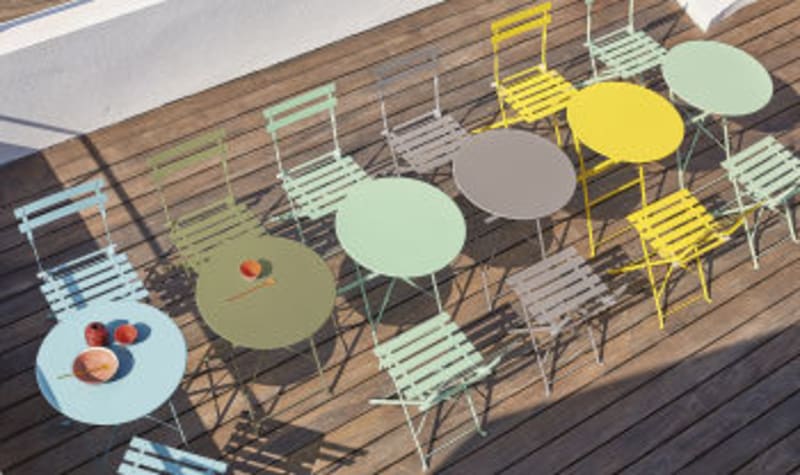 Table de jardin pliante en acier vert d'eau 2 personnes D60 - miniature 8