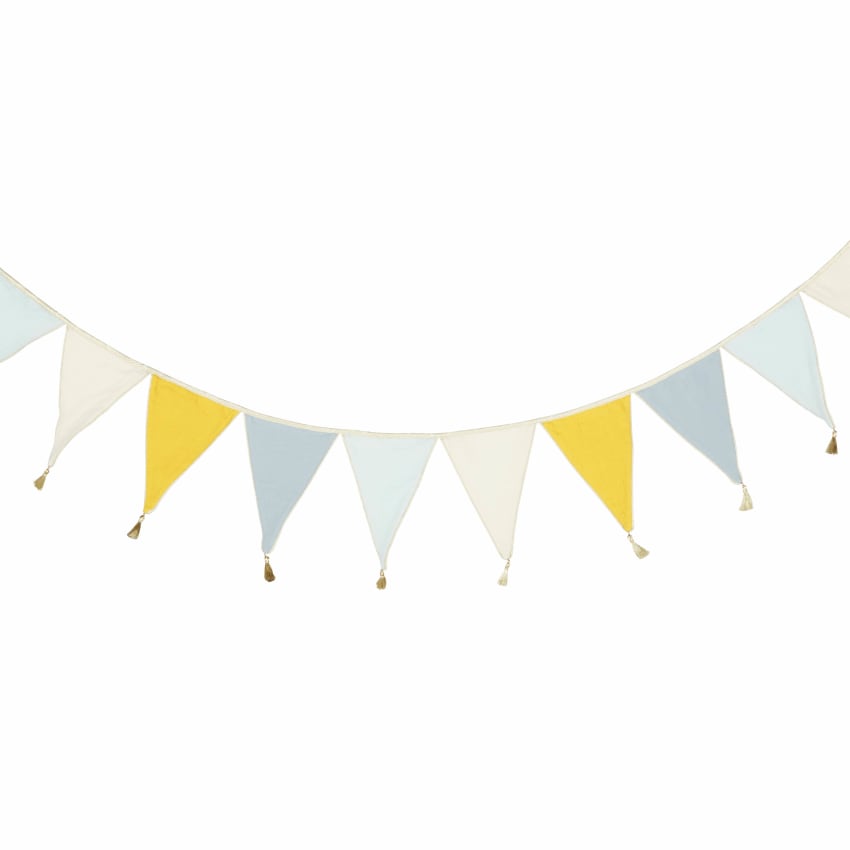 Ghirlanda Di Bandierine In Tessuto Di Cotone 3,3 M Con Nappe - Triangolare Multicolore Per Cameretta E Feste