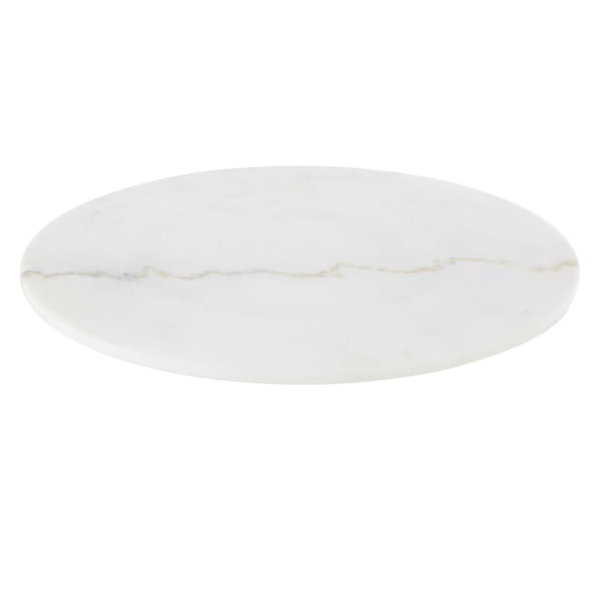 Plateau De Service Rond & Décoratif, Bord Surélevé Et Anses, Acier