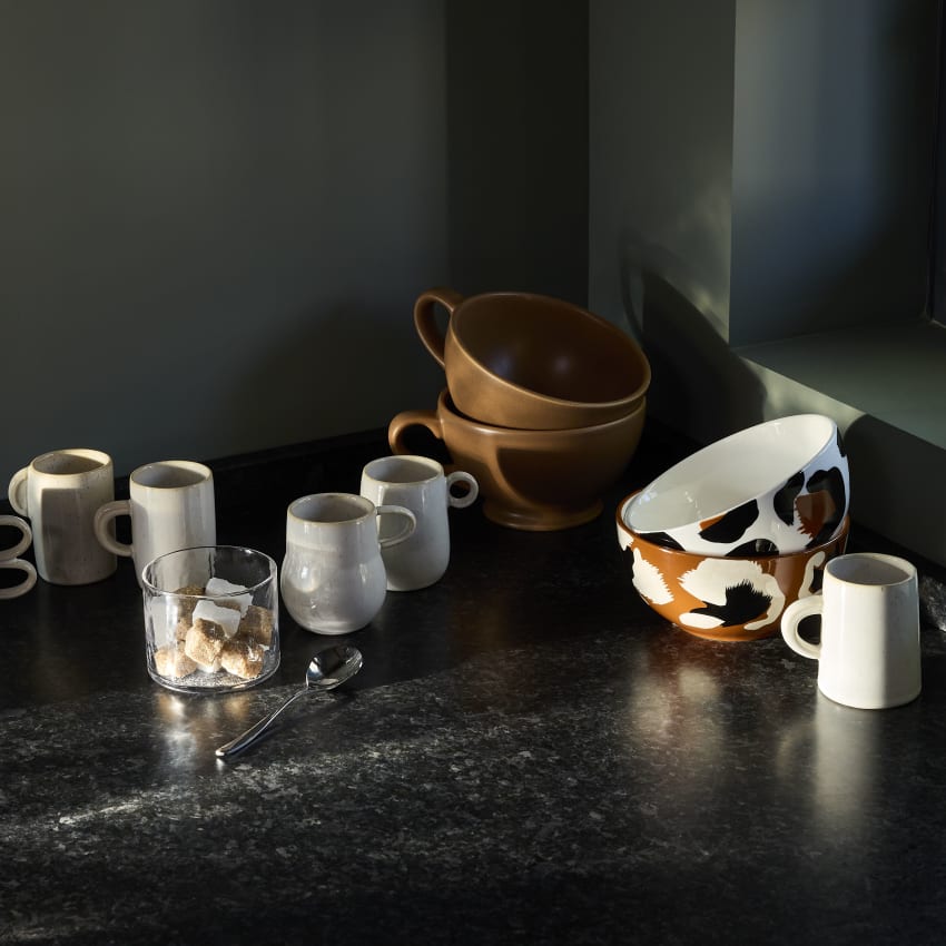 Tazze natalizie tazze in ceramica color crema H9cm 4pz
