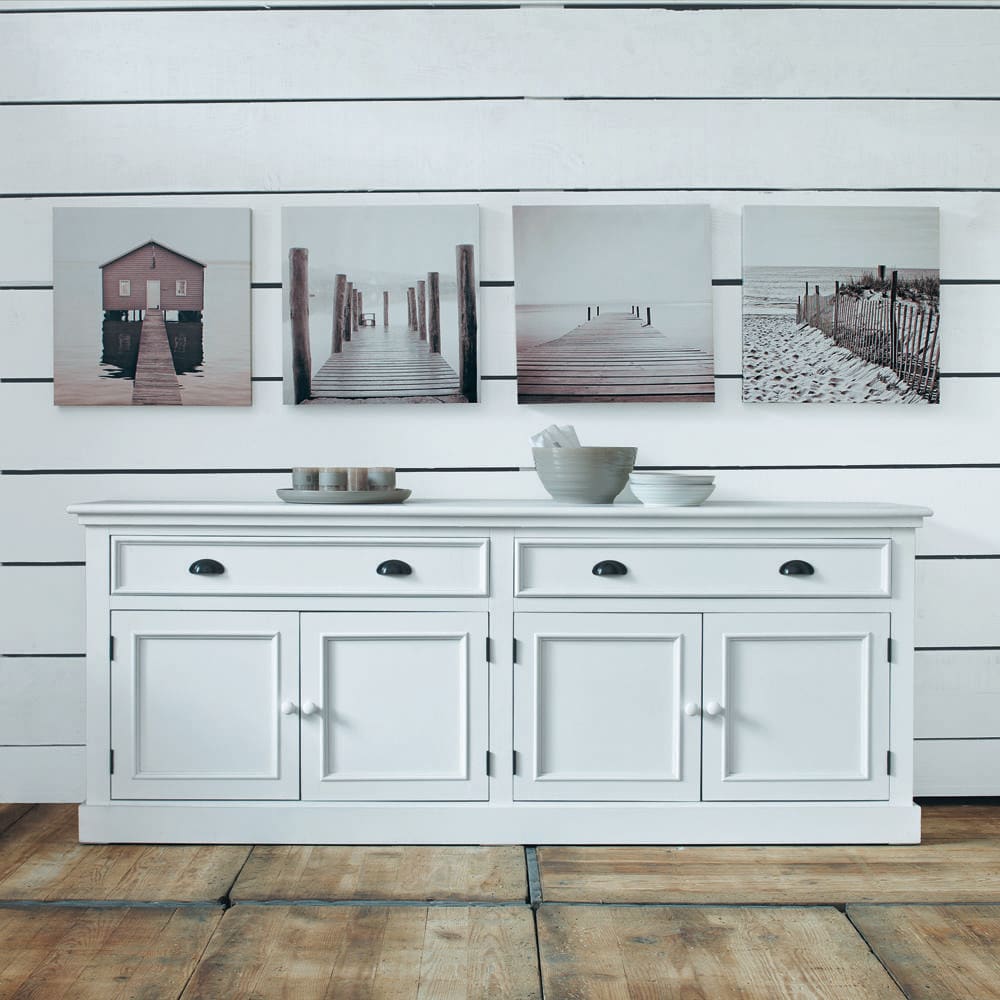 Credenza bianca a 6 ante e 2 cassetti Newport