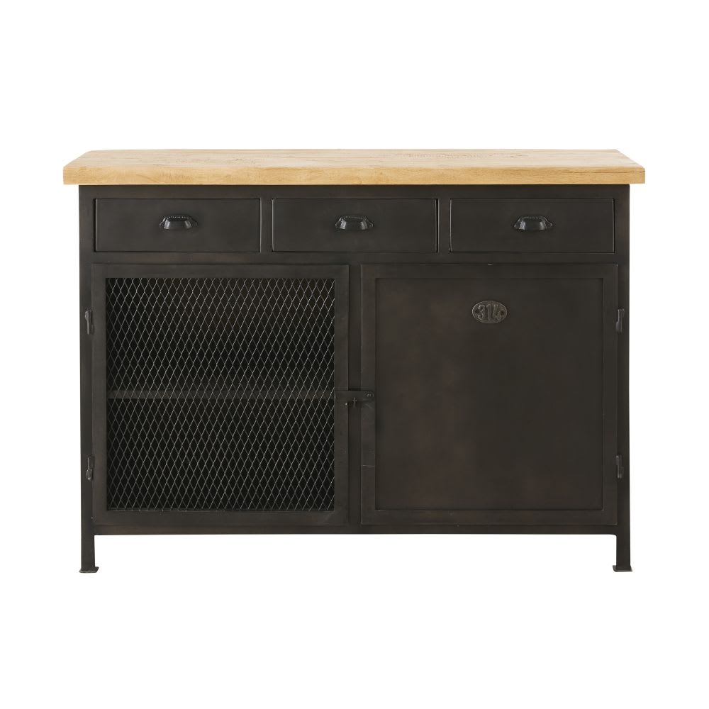 Credenza a 2 ante e 1 cassetti nero carbone Selena