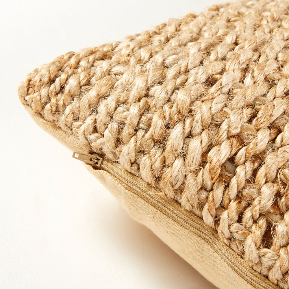 Cuscino intessuto in iuta e cotone beige 45x45 cm SOLAIRE