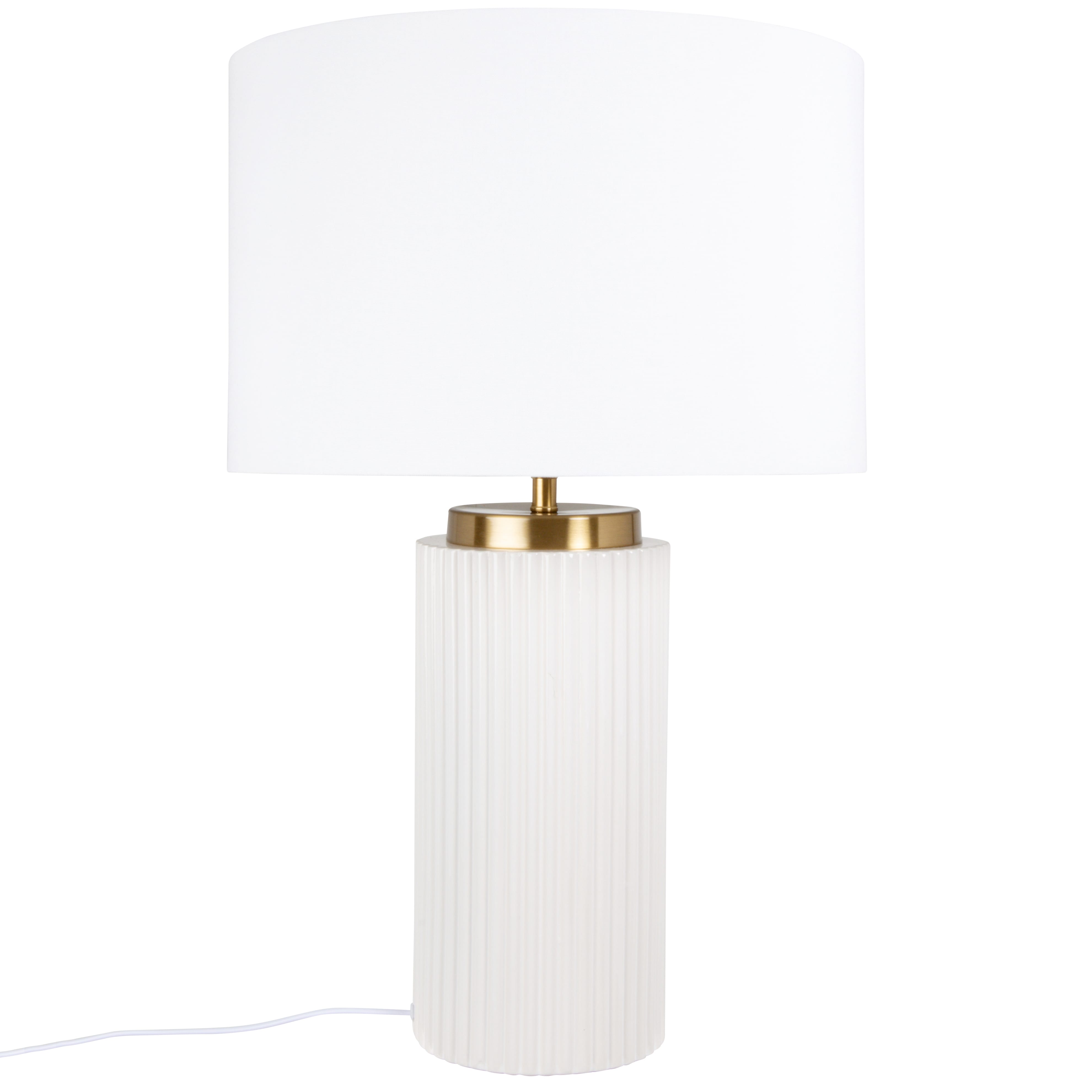 Lamp van keramiek en verguld metaal met witte lampenkap - wit VIGO | Maisons du Monde