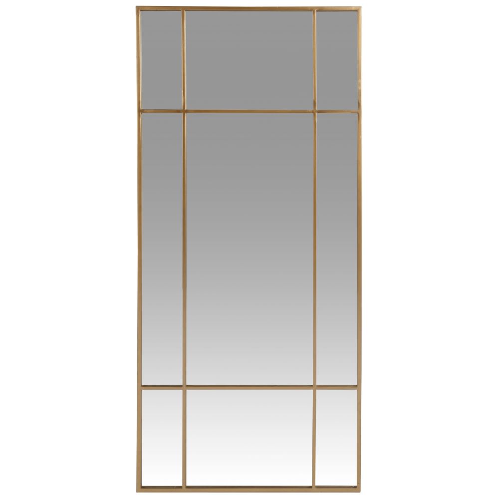 Grand miroir fenêtre rectangulaire en métal doré 109x181 CARTER