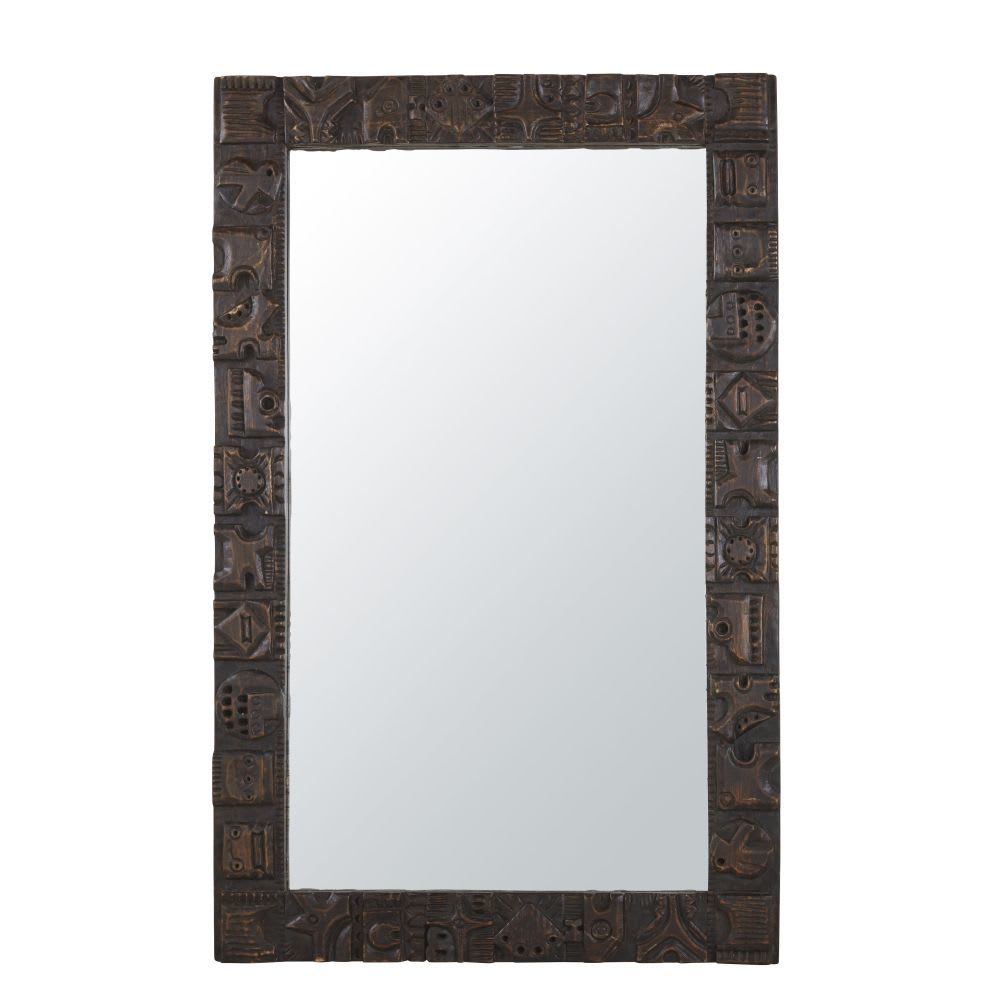 Rechthoekige spiegel met gegraveerd houten lijst 160x101 MADI Maisons du Monde