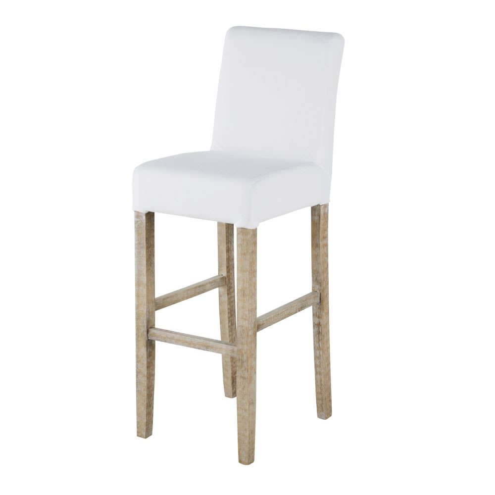 Sedia da bar écru in legno di faggio e rattan incannucciato beige H75  Sockette