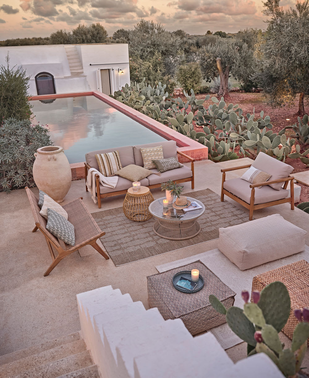 Mesa de Jardín Ibiza y sillas de jardín Ibiza, de aluminio y teka