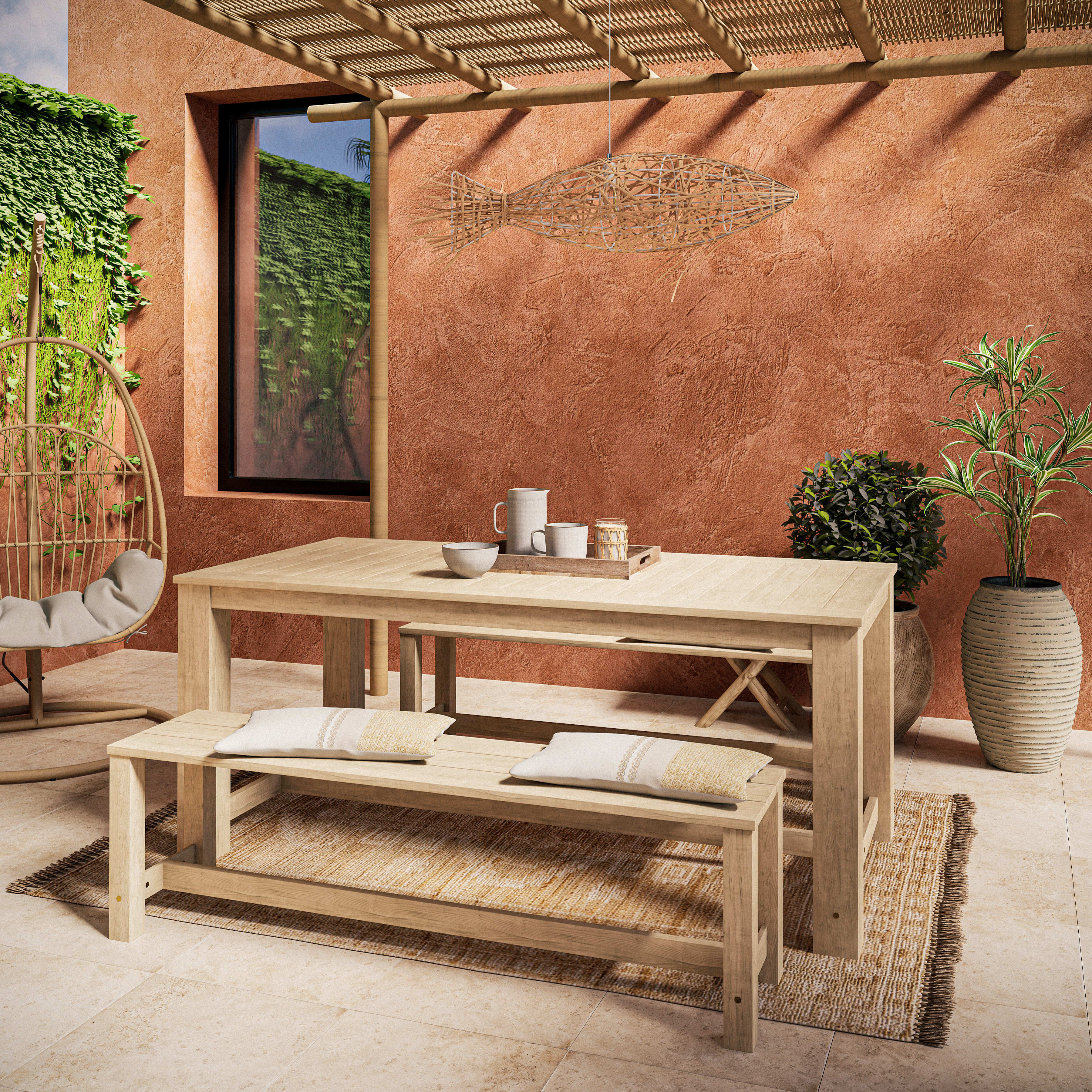 Tavolo da giardino in legno di abete con panche 8 + 2 posti mod montblanc  finitura
