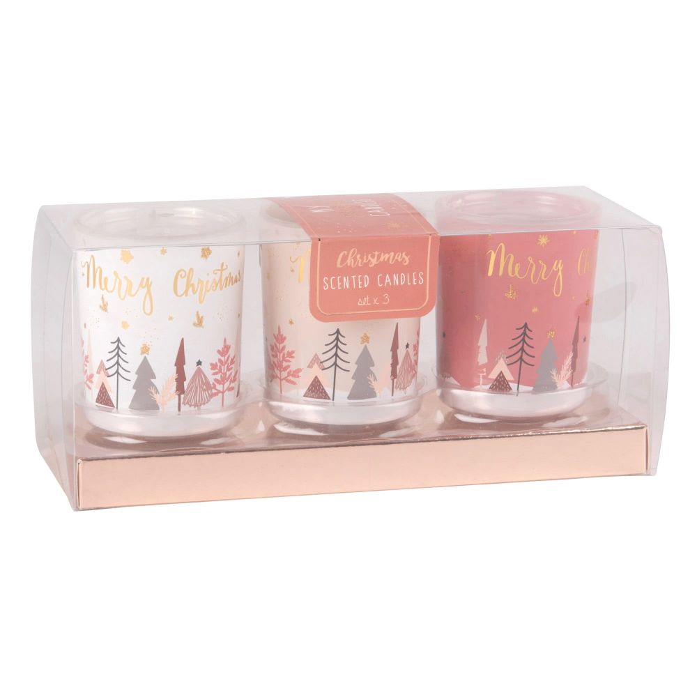 3 bougies de Noël parfumées en verre 3 bougies de Noël parfumées en verre