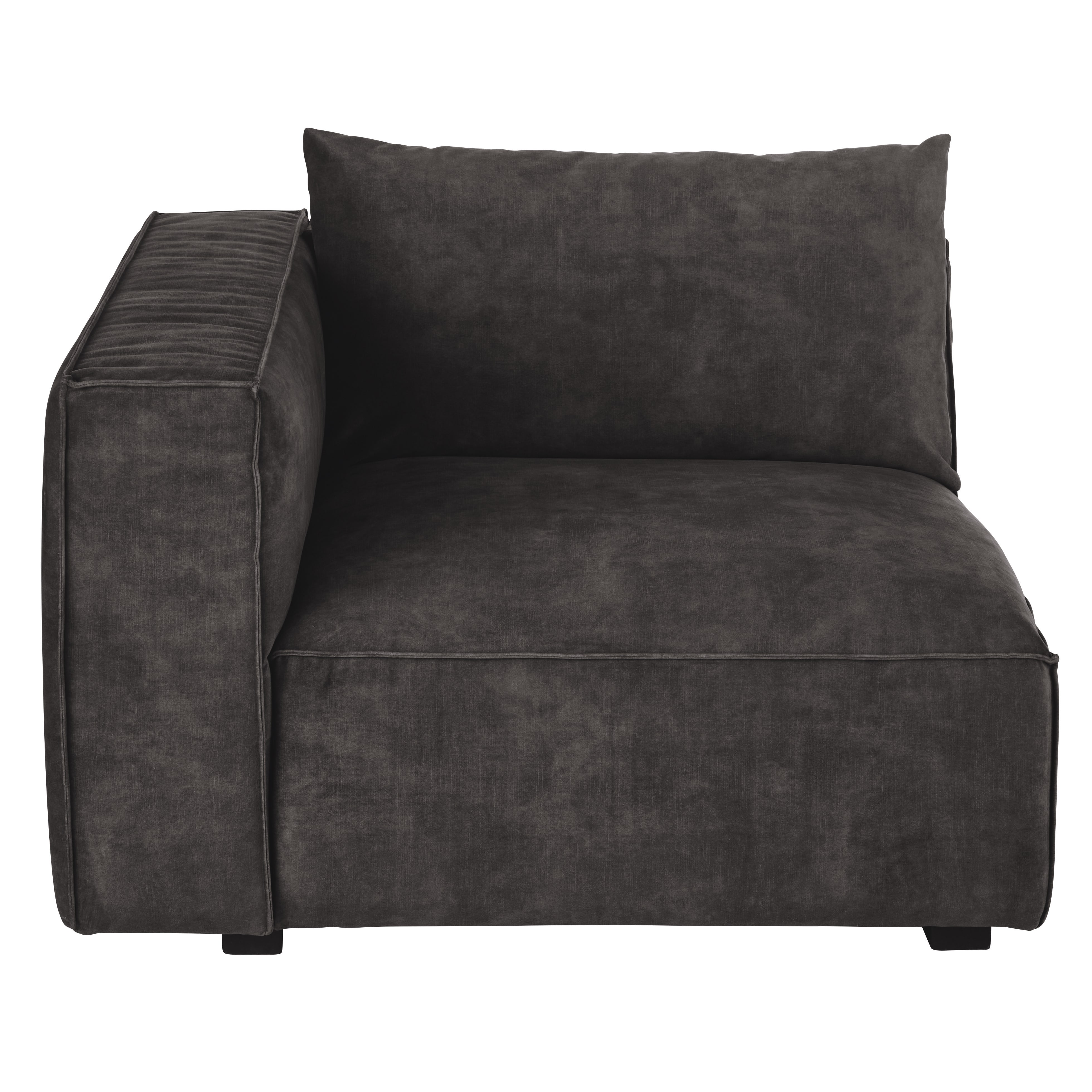 Accoudoir gauche pour canapé modulable en velours marbré gris foncé
