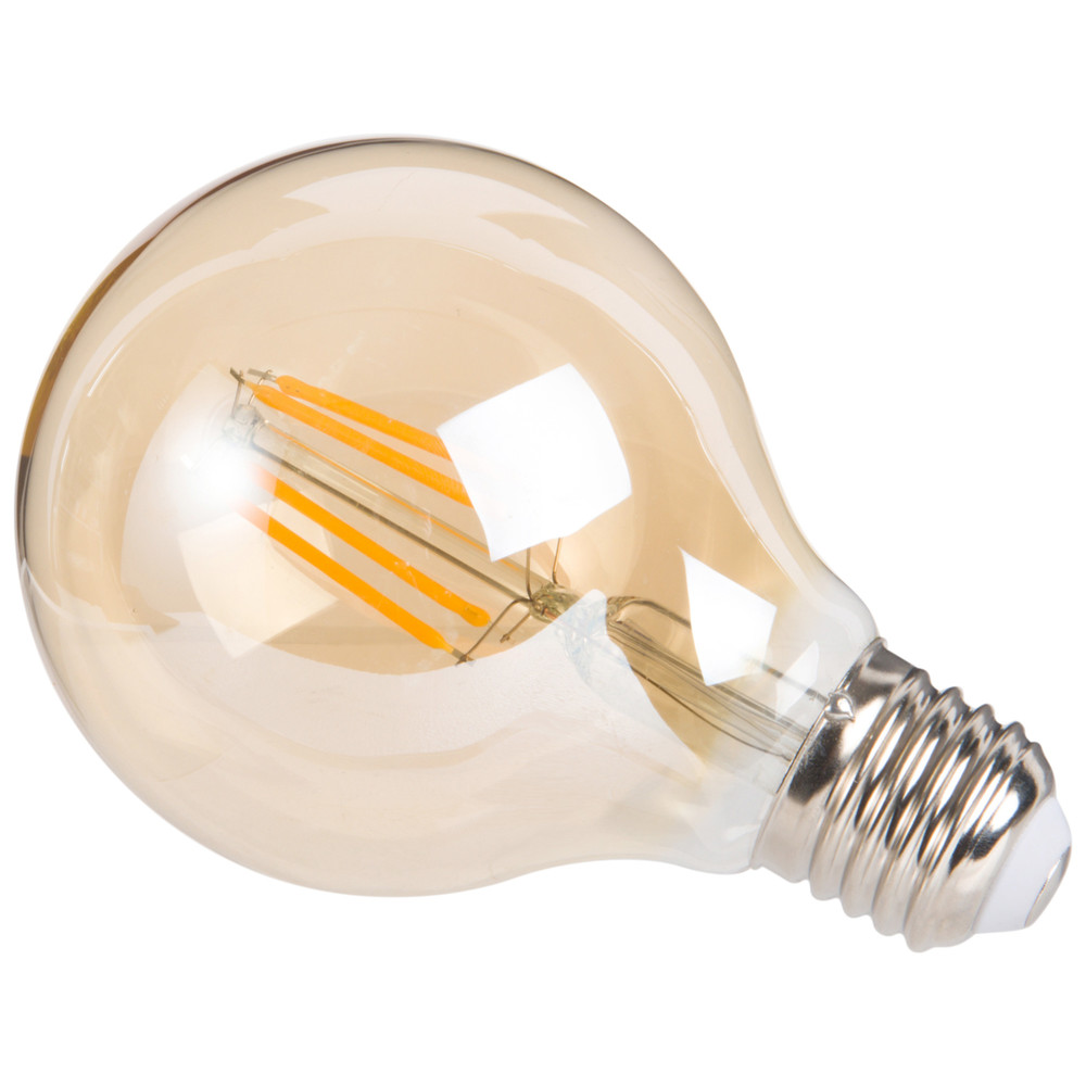Ampoule à filament LED en verre teinté ambre (photo) Ampoule à filament LED en verre teinté ambre