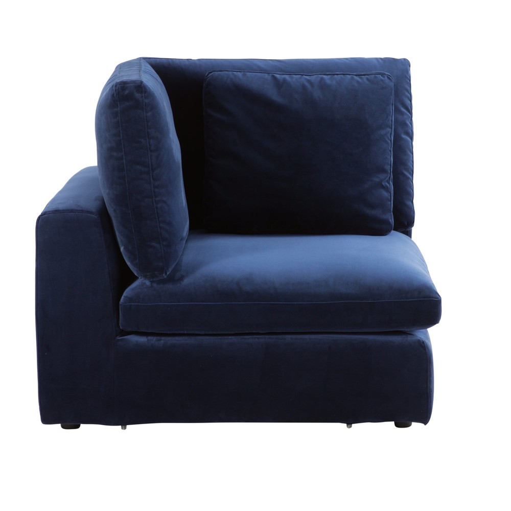 Angle pour canapé modulable en velours bleu nuit Angle pour canapé modulable en velours bleu nuit