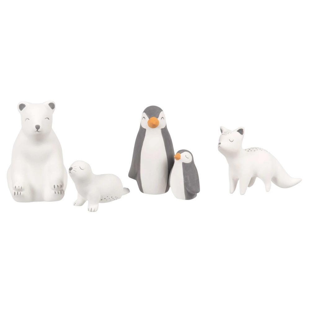 Animales polares de cerámica en blanco y gris antracita (x5)