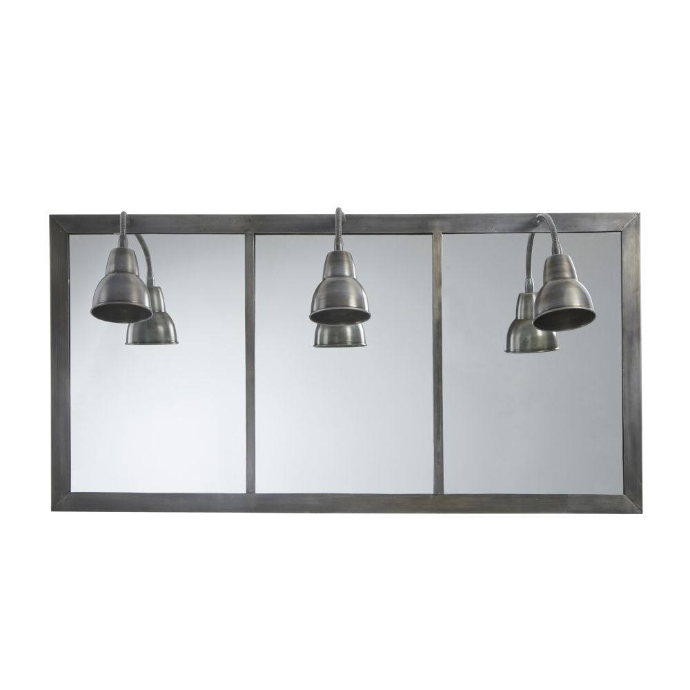Applique indus miroir 3 abat-jour mÃ©tal gris anthracite