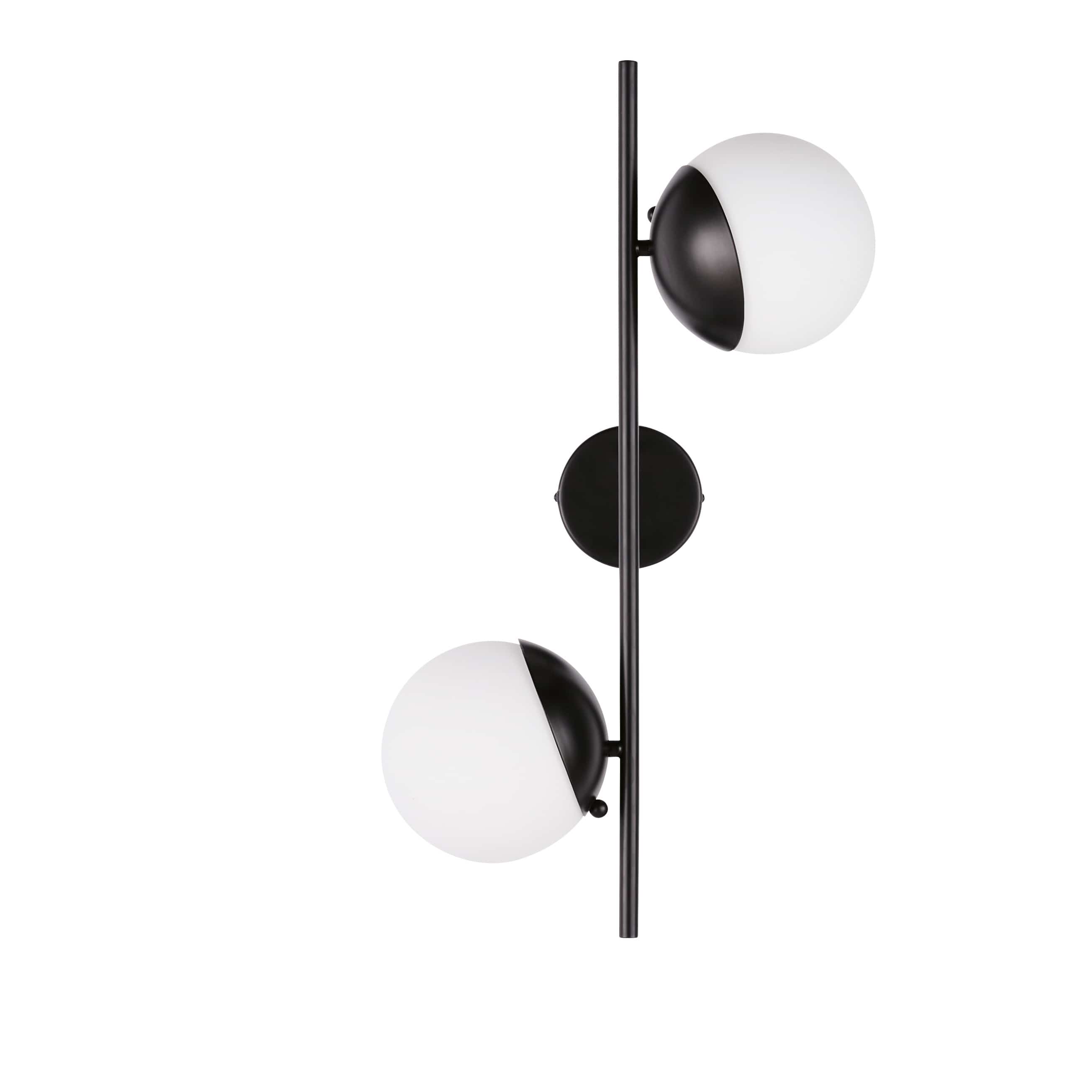 Applique murale en métal noir 2 globes en verre dépoli