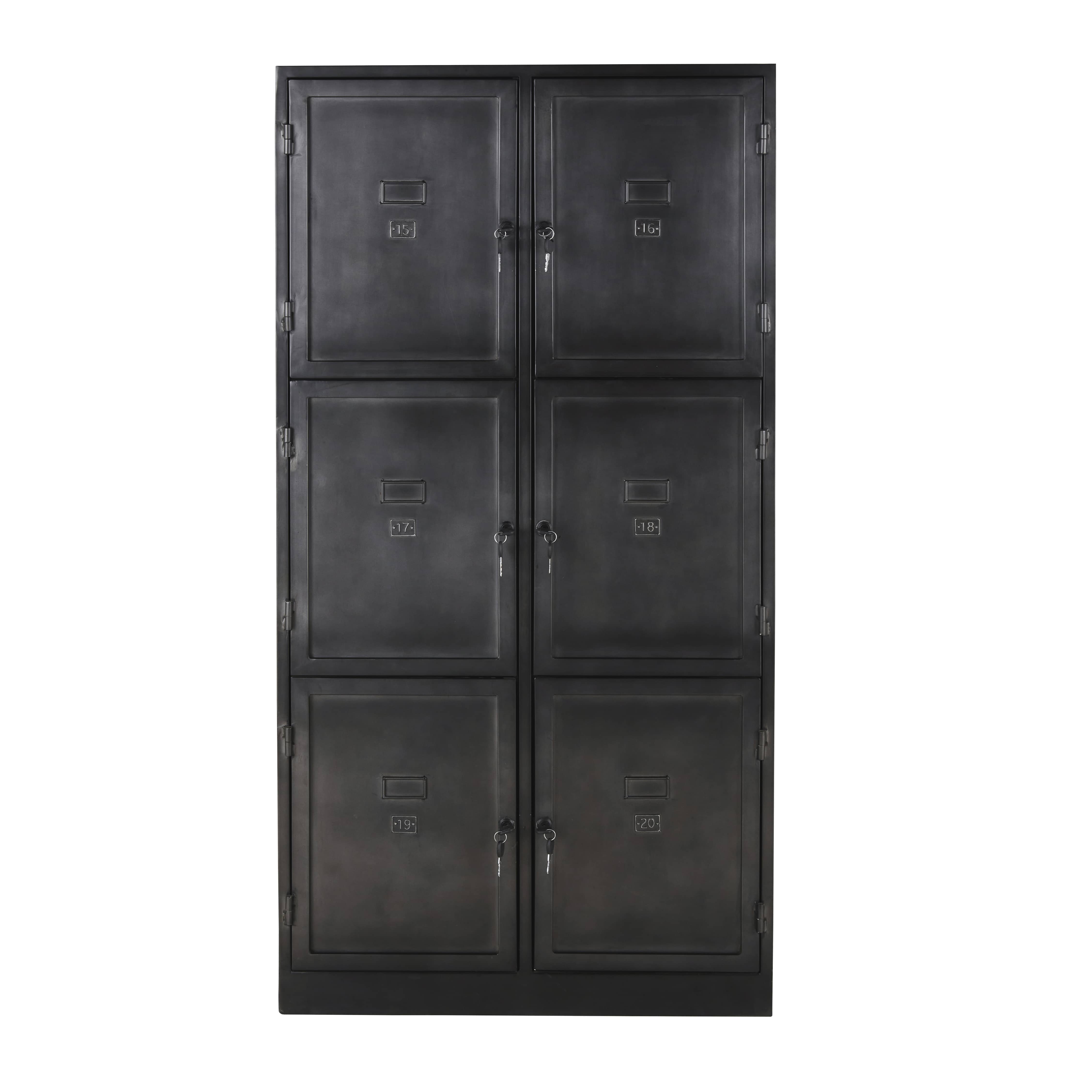 Armadio casellare professionale a 6 ante in acciaio nero - Modello Industriale - Nero - Metallo - Maisons du Monde