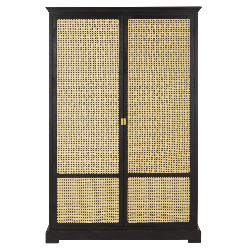 Armoire 2 portes noire cannage en rotin Armoire 2 portes noire cannage en rotin