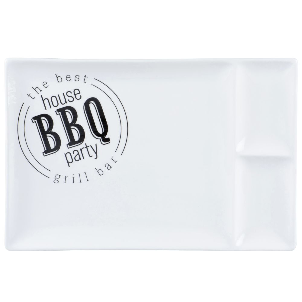 Assiette à barbecue en porcelaine blanche et noire (photo) Assiette à barbecue en porcelaine blanche et noire