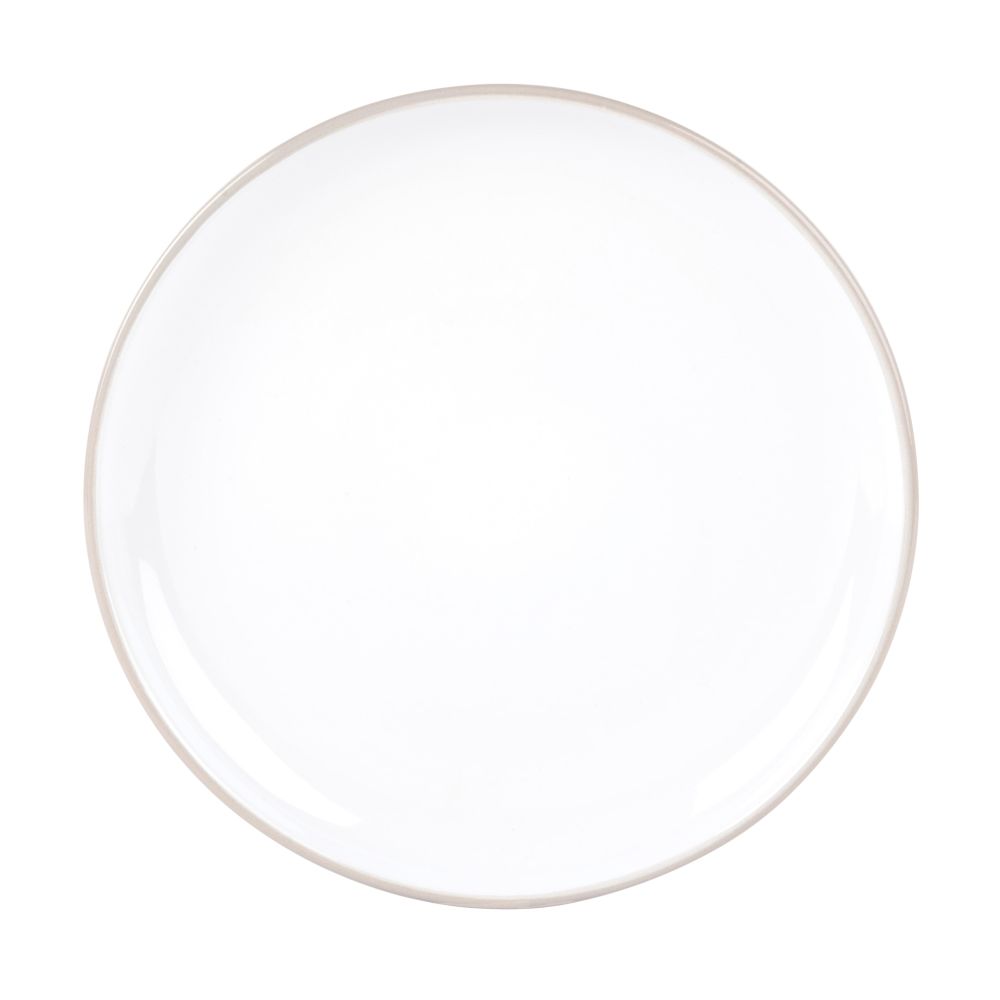 Assiette à dessert en faïence blanche et grise
