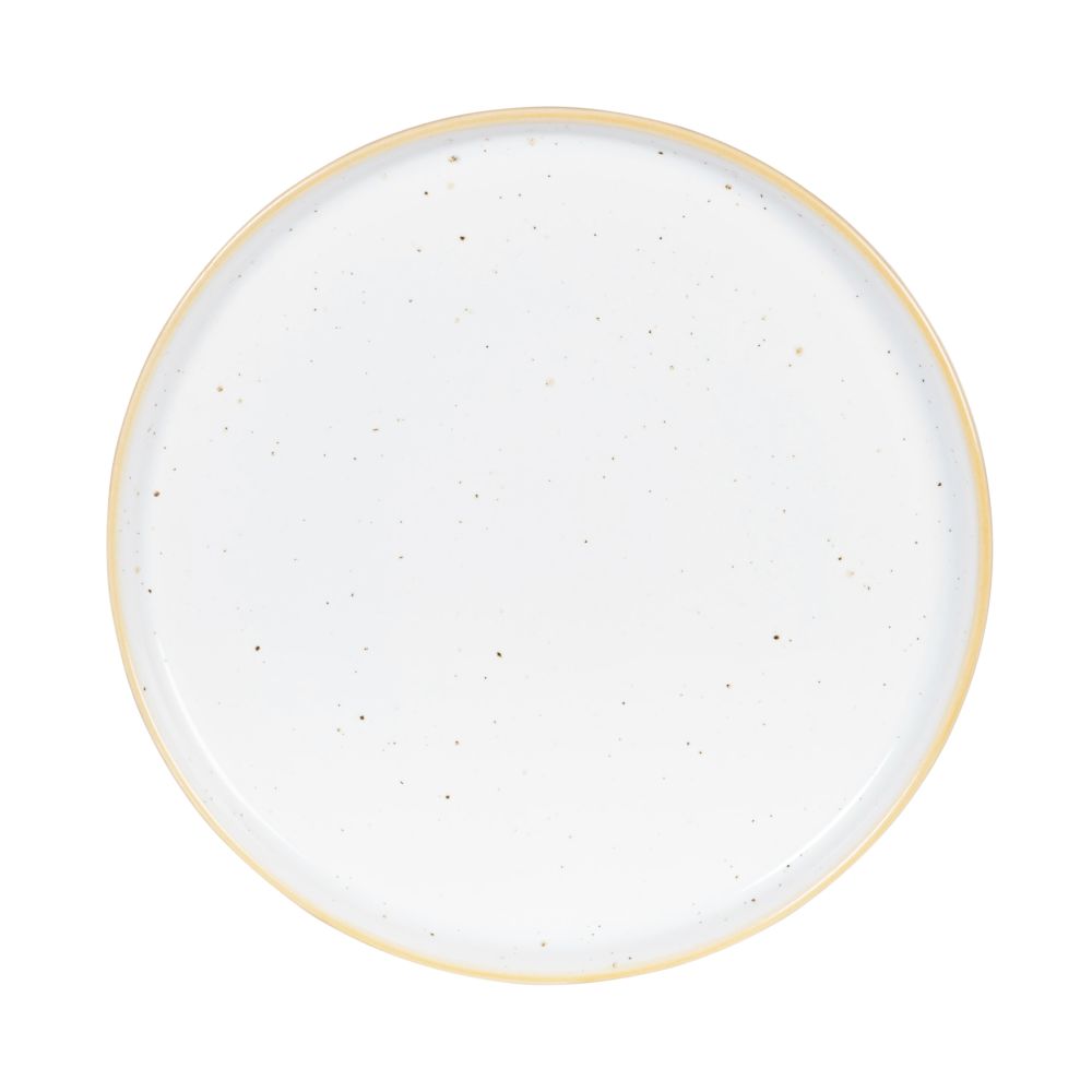 Assiette à dessert en faïence blanche et jaune