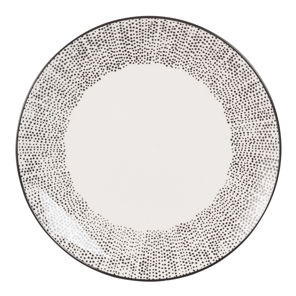 Assiette à dessert en faïence blanche motifs à pois