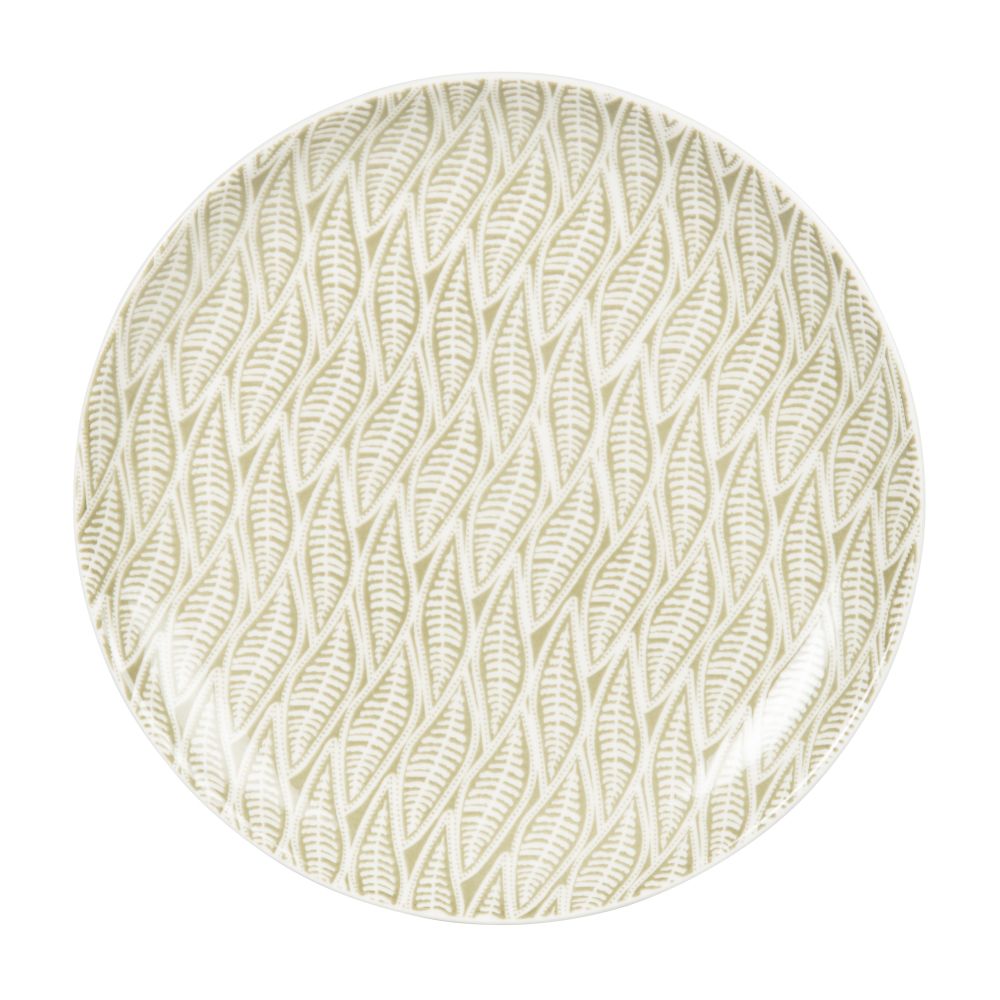 Assiette à dessert en grès motifs graphiques ivoire et gris Assiette à dessert en grès motifs graphiques ivoire et gris