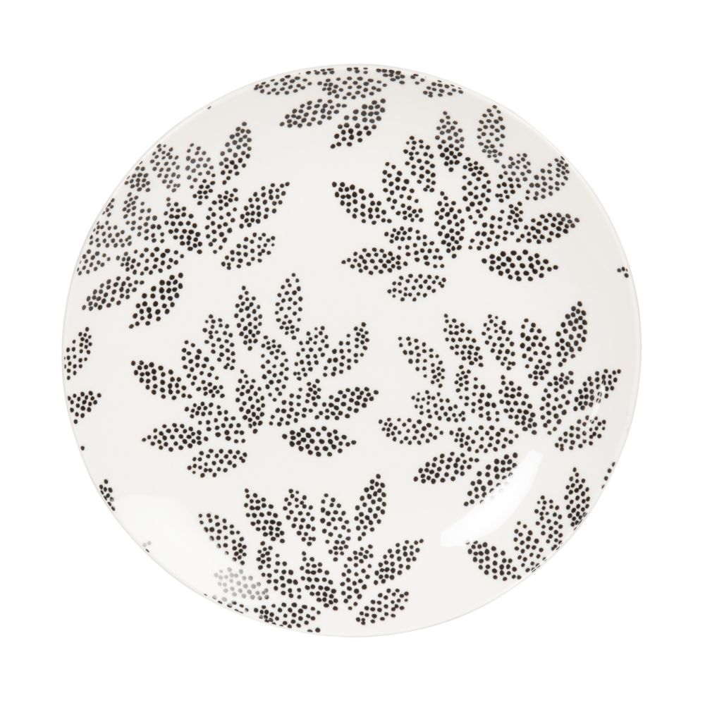 Assiette à dessert en porcelaine blanche à motifs noirs