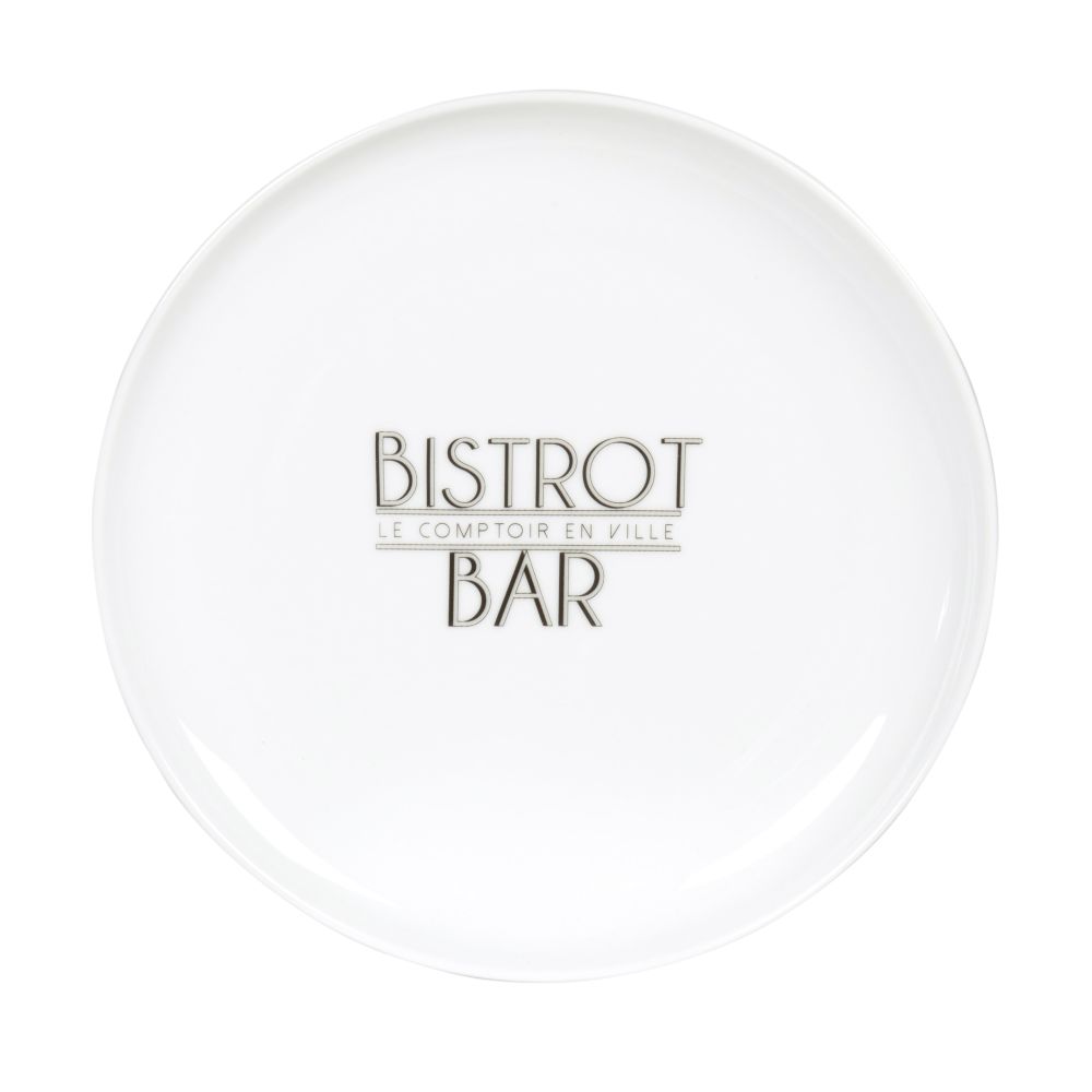 Assiette à dessert en porcelaine blanche imprimée Assiette à dessert en porcelaine blanche imprimée