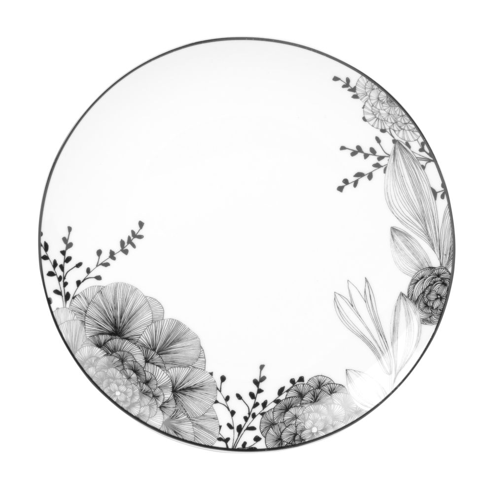 Assiette à dessert en porcelaine blanche motif floral