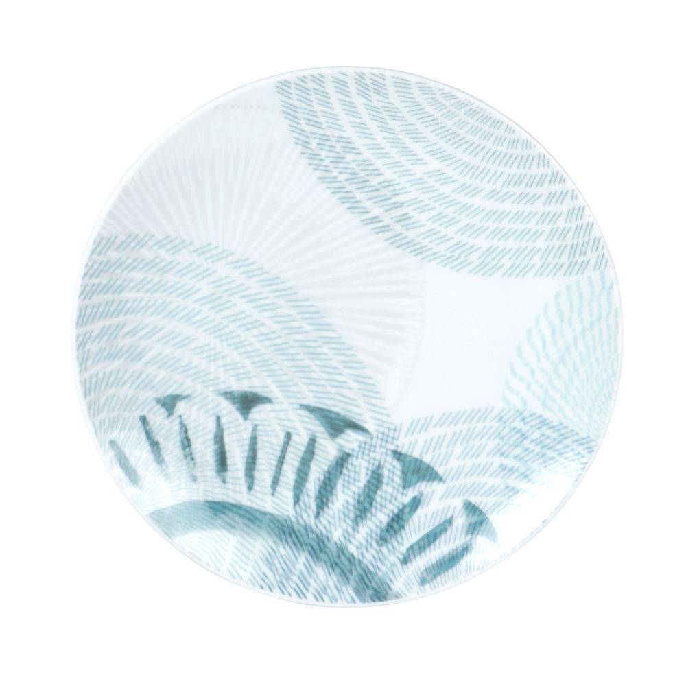 Assiette à dessert en porcelaine blanche motifs bleus
