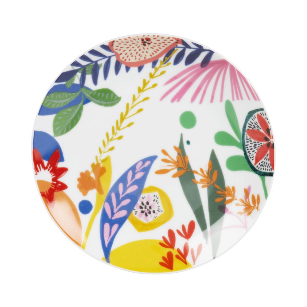 Assiette à dessert en porcelaine multicolore imprimée Assiette à dessert en porcelaine multicolore imprimée