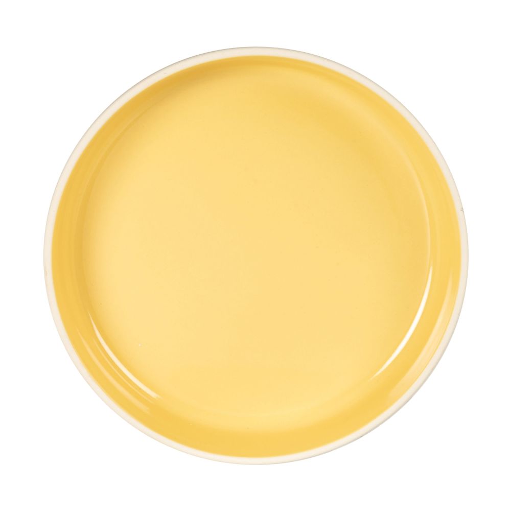 Assiette creuse en grès jaune