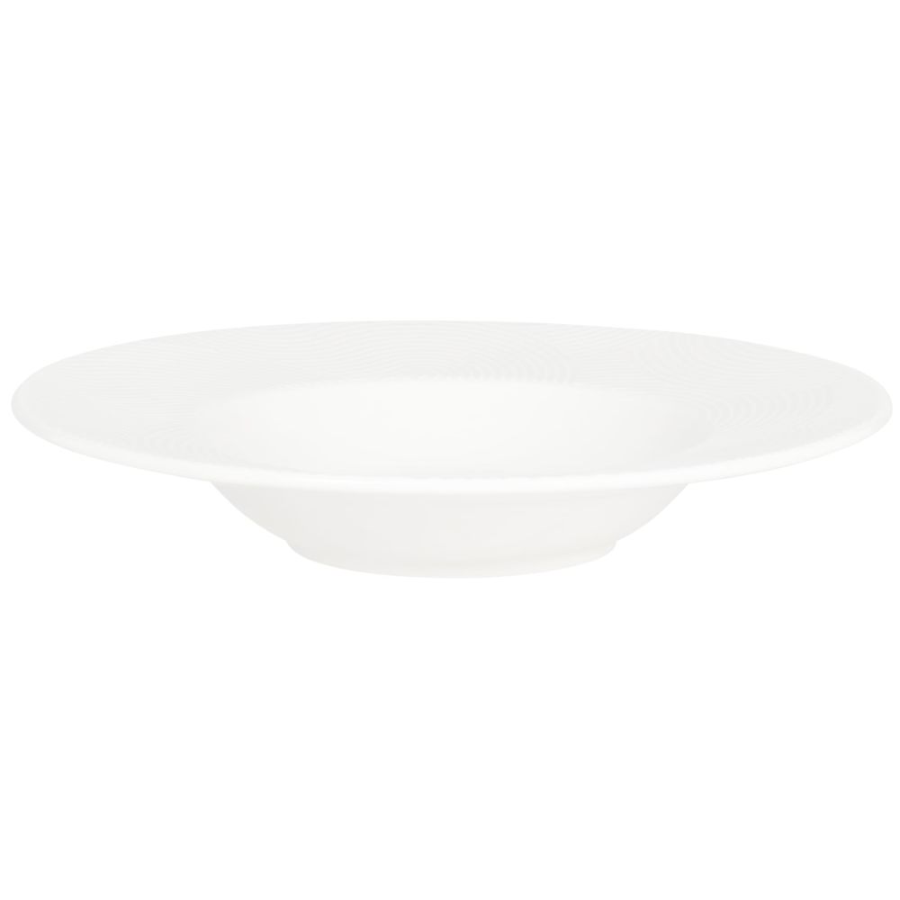 Assiette creuse en porcelaine blanche motifs graphiques dorés